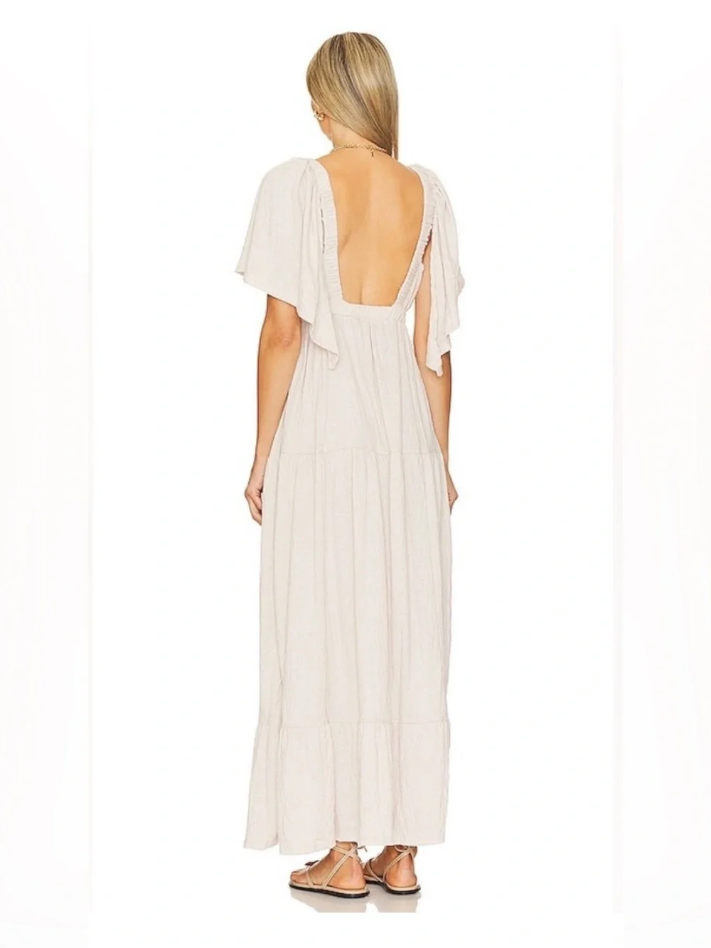 Free People La La Flutter Sleeve Maxi Dress - Cream